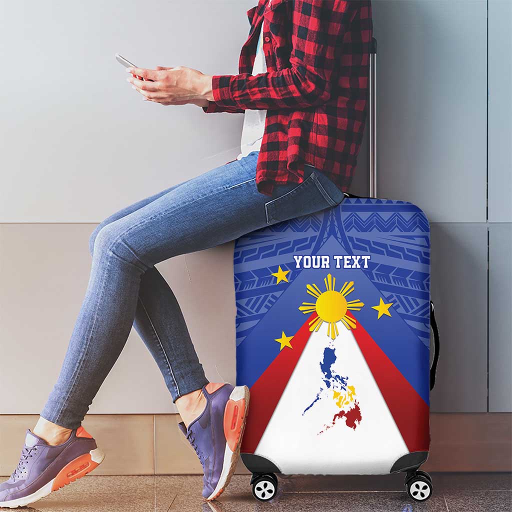 Personalized Pilipinas Eight-Rayed Sun Luggage Cover Philippines Map With Polynesian Style - Wonder Print Shop