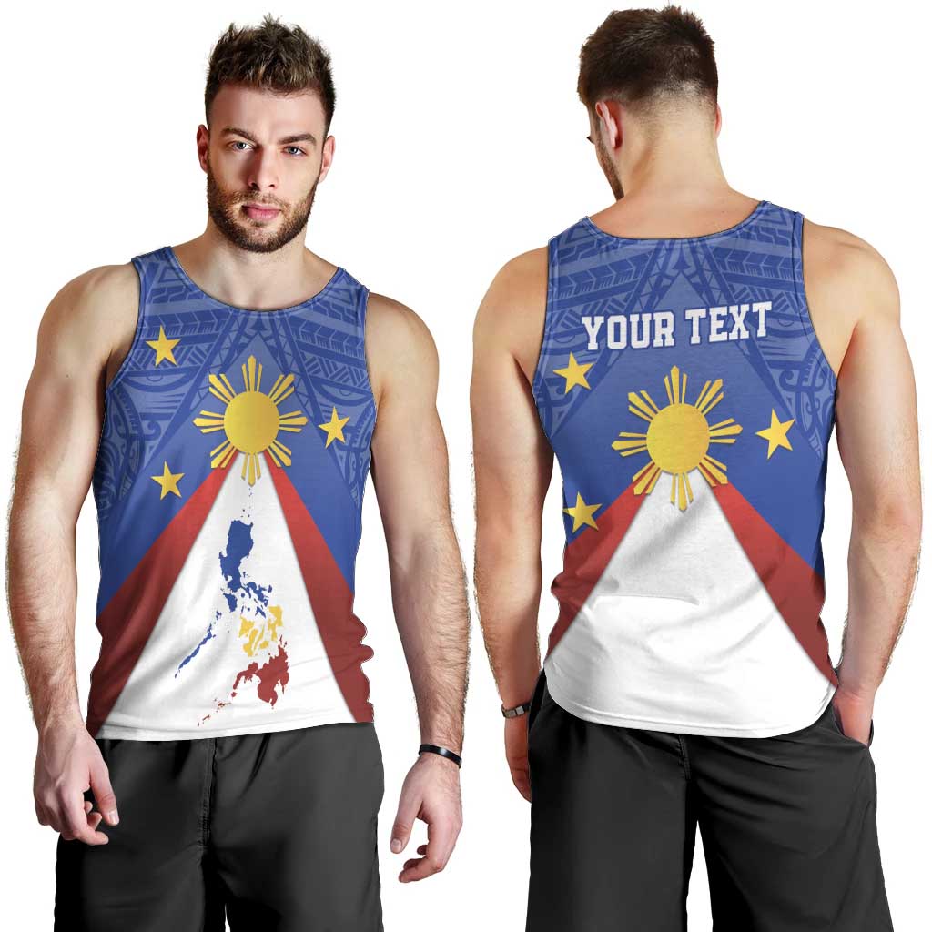 Personalized Pilipinas Eight-Rayed Sun Men Tank Top Philippines Map With Polynesian Style - Wonder Print Shop