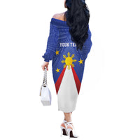 Personalized Pilipinas Eight-Rayed Sun Off The Shoulder Long Sleeve Dress Philippines Map With Polynesian Style - Wonder Print Shop