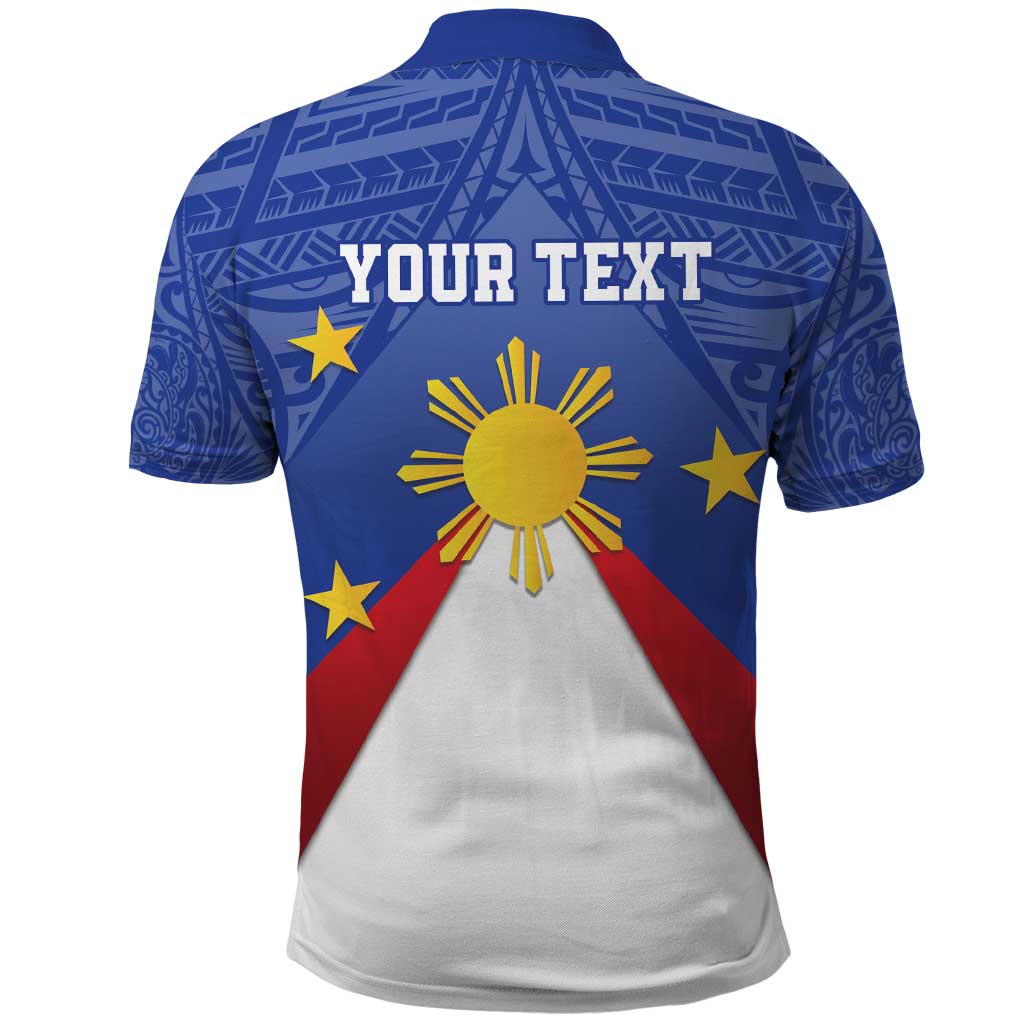 Personalized Pilipinas Eight-Rayed Sun Polo Shirt Philippines Map With Polynesian Style - Wonder Print Shop