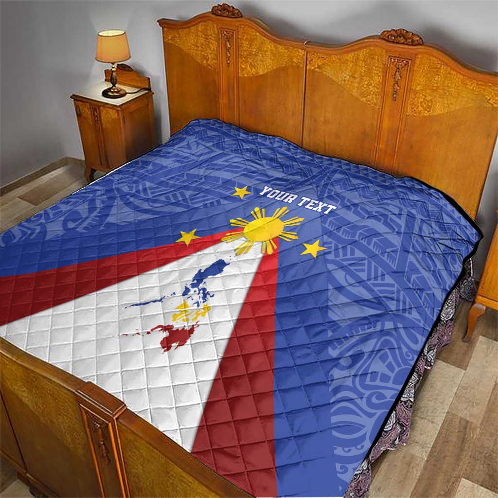 Personalized Pilipinas Eight-Rayed Sun Quilt Philippines Map With Polynesian Style - Wonder Print Shop