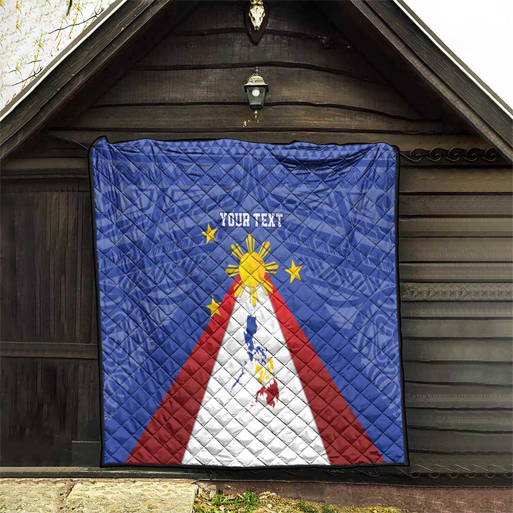 Personalized Pilipinas Eight-Rayed Sun Quilt Philippines Map With Polynesian Style - Wonder Print Shop