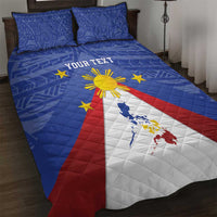 Personalized Pilipinas Eight-Rayed Sun Quilt Bed Set Philippines Map With Polynesian Style - Wonder Print Shop