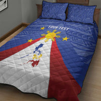 Personalized Pilipinas Eight-Rayed Sun Quilt Bed Set Philippines Map With Polynesian Style - Wonder Print Shop