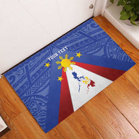Personalized Pilipinas Eight-Rayed Sun Rubber Doormat Philippines Map With Polynesian Style - Wonder Print Shop