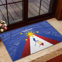 Personalized Pilipinas Eight-Rayed Sun Rubber Doormat Philippines Map With Polynesian Style - Wonder Print Shop