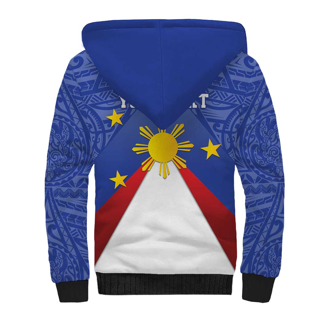 Personalized Pilipinas Eight-Rayed Sun Sherpa Hoodie Philippines Map With Polynesian Style - Wonder Print Shop