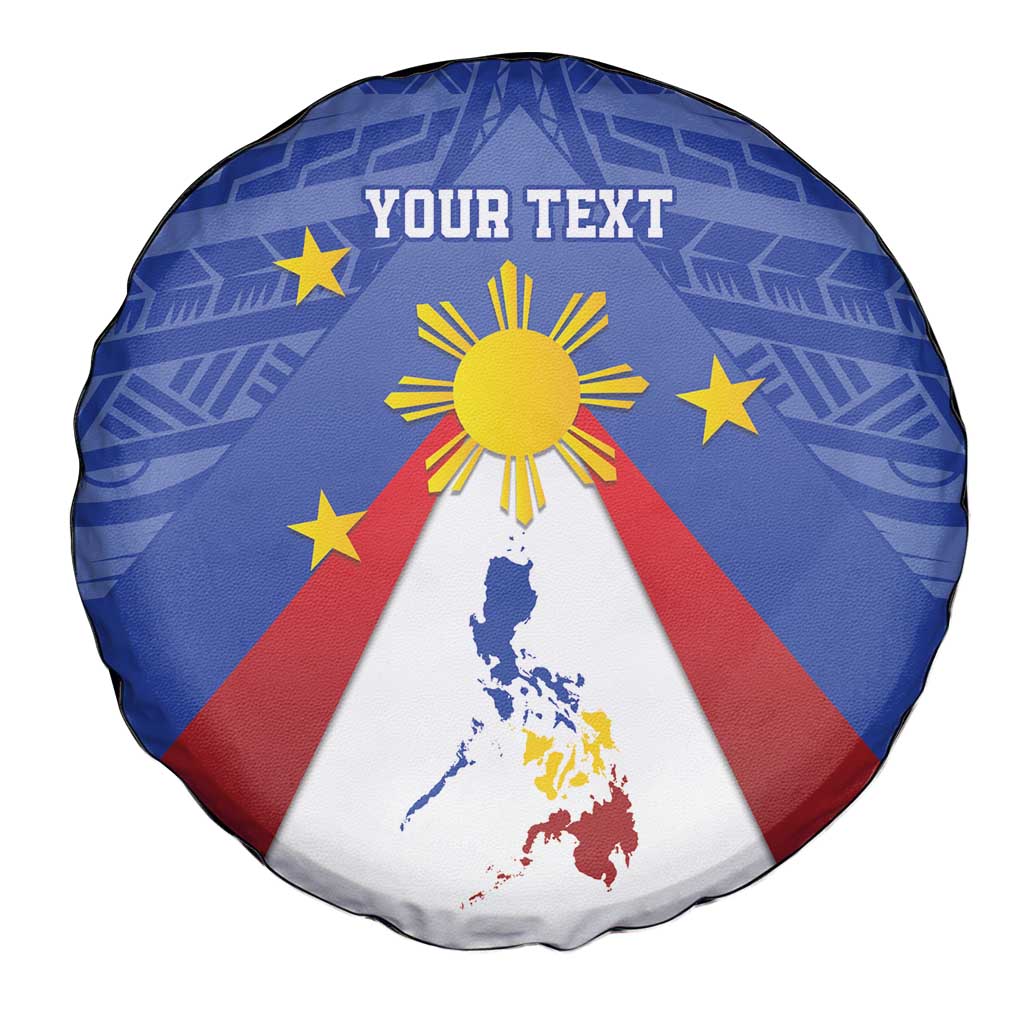 Personalized Pilipinas Eight-Rayed Sun Spare Tire Cover Philippines Map With Polynesian Style - Wonder Print Shop