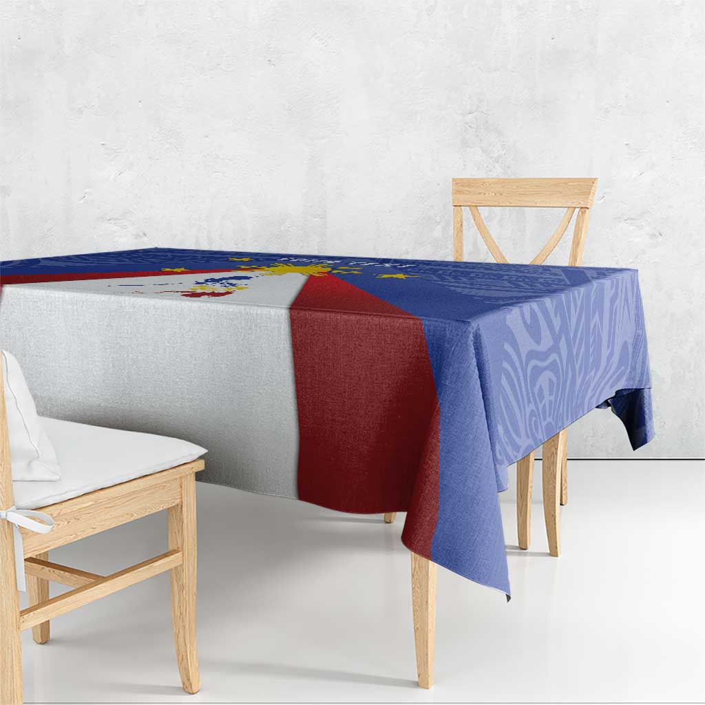 Personalized Pilipinas Eight-Rayed Sun Tablecloth Philippines Map With Polynesian Style - Wonder Print Shop