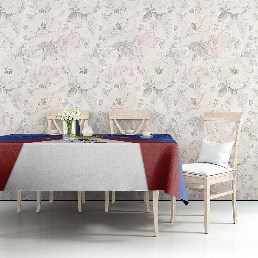 Personalized Pilipinas Eight-Rayed Sun Tablecloth Philippines Map With Polynesian Style - Wonder Print Shop