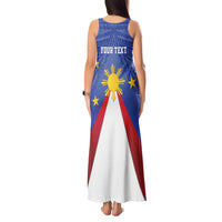 Personalized Pilipinas Eight-Rayed Sun Tank Maxi Dress Philippines Map With Polynesian Style - Wonder Print Shop