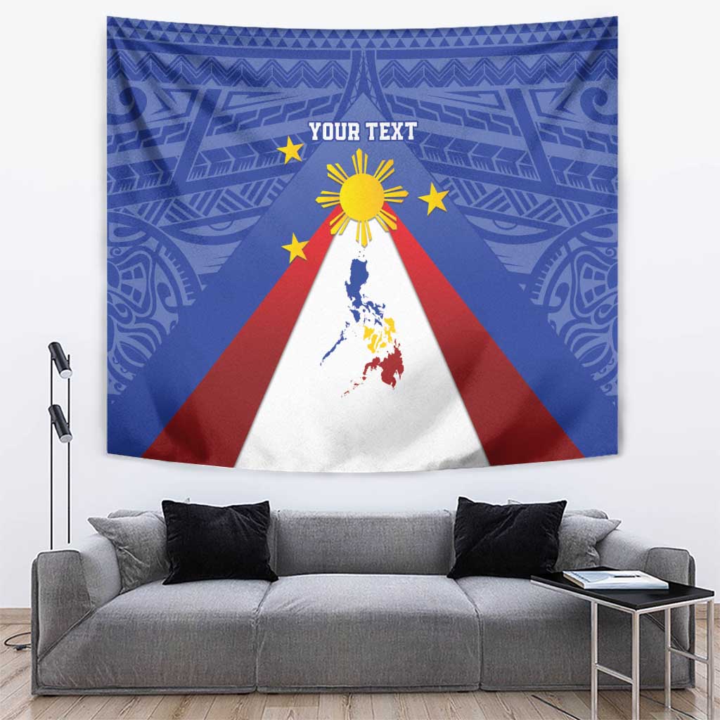 Personalized Pilipinas Eight-Rayed Sun Tapestry Philippines Map With Polynesian Style - Wonder Print Shop