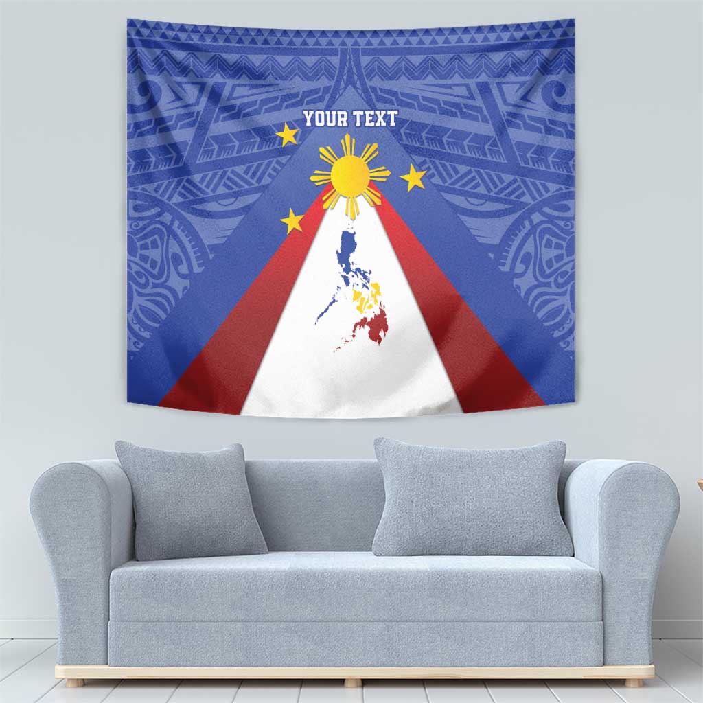 Personalized Pilipinas Eight-Rayed Sun Tapestry Philippines Map With Polynesian Style - Wonder Print Shop