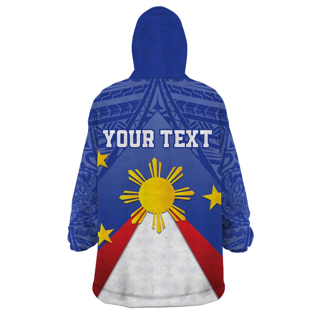 Personalized Pilipinas Eight-Rayed Sun Wearable Blanket Hoodie Philippines Map With Polynesian Style - Wonder Print Shop