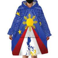 Personalized Pilipinas Eight-Rayed Sun Wearable Blanket Hoodie Philippines Map With Polynesian Style - Wonder Print Shop