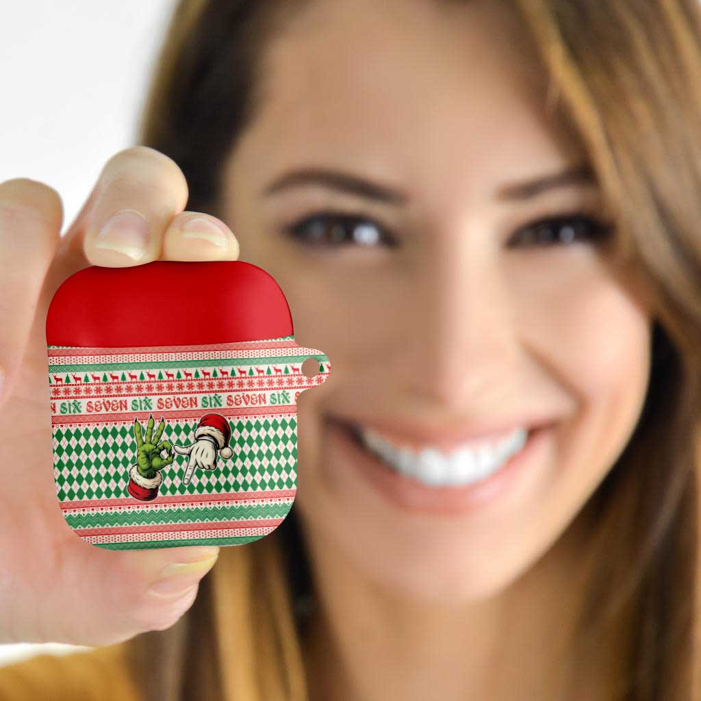 Six Seven Meme AirPods Case Funny Green Hand Christmas - Wonder Print Shop