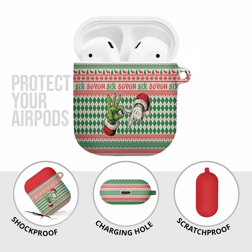 Six Seven Meme AirPods Case Funny Green Hand Christmas - Wonder Print Shop