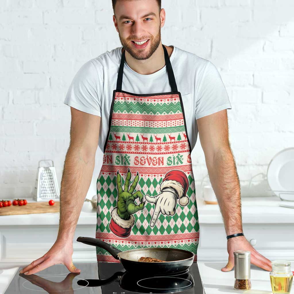 Six Seven Meme Apron Funny Green Hand Christmas - Wonder Print Shop