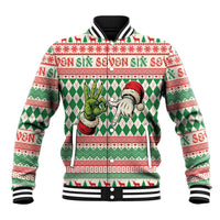 Six Seven Meme Personalized Baseball Jacket Funny Green Hand Christmas - Wonder Print Shop