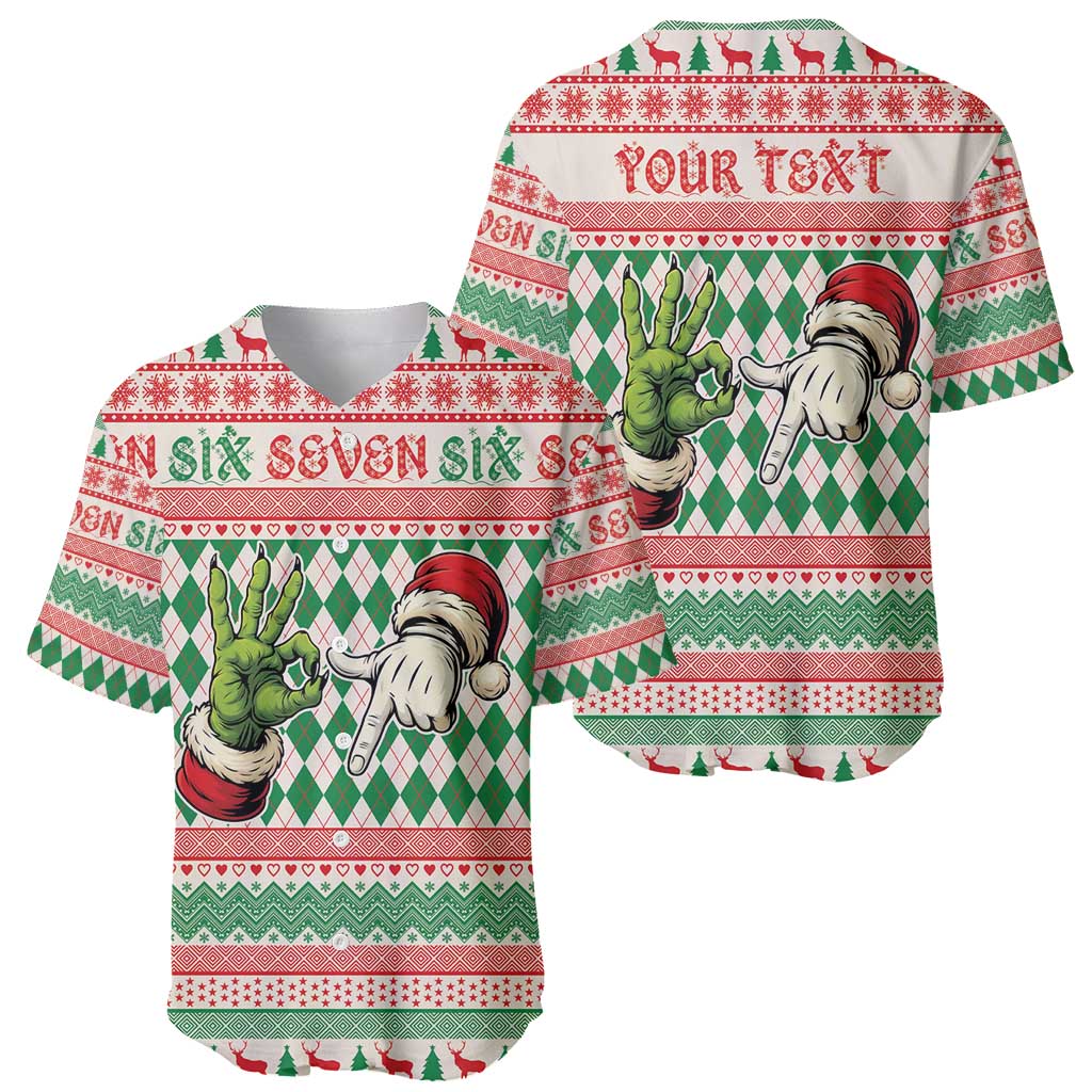 Six Seven Meme Personalized Baseball Jersey Funny Green Hand Christmas - Wonder Print Shop