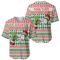 Six Seven Meme Personalized Baseball Jersey Funny Green Hand Christmas - Wonder Print Shop