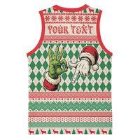 Six Seven Meme Personalized Basketball Jersey Funny Green Hand Christmas - Wonder Print Shop
