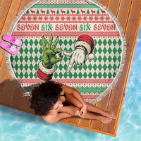 Six Seven Meme Beach Blanket Funny Green Hand Christmas - Wonder Print Shop