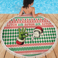Six Seven Meme Beach Blanket Funny Green Hand Christmas - Wonder Print Shop
