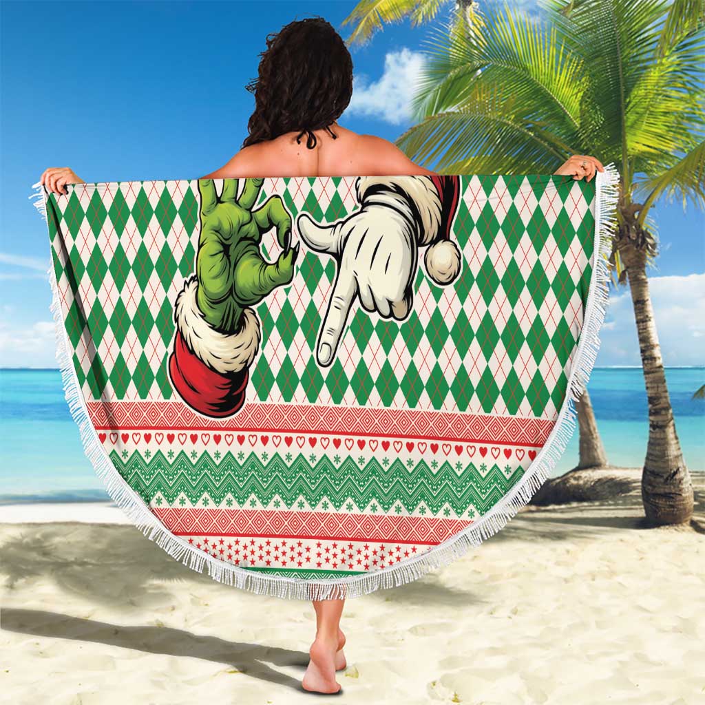 Six Seven Meme Beach Blanket Funny Green Hand Christmas - Wonder Print Shop