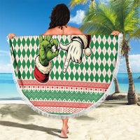 Six Seven Meme Beach Blanket Funny Green Hand Christmas - Wonder Print Shop