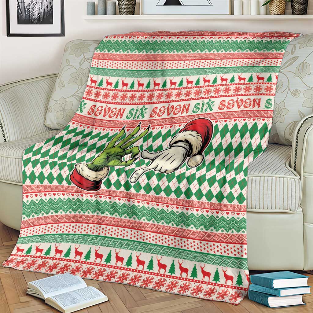 Six Seven Meme Blanket Funny Green Hand Christmas - Wonder Print Shop