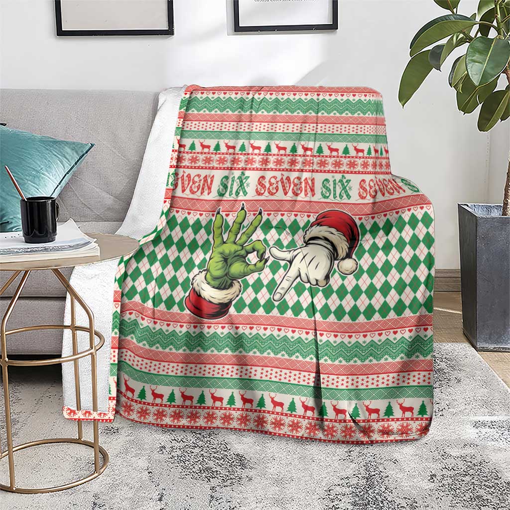 Six Seven Meme Blanket Funny Green Hand Christmas - Wonder Print Shop