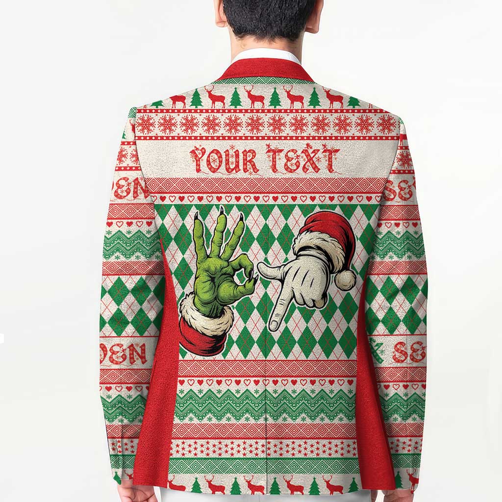 Six Seven Meme Personalized Blazer Funny Green Hand Christmas - Wonder Print Shop
