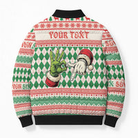 Six Seven Meme Personalized Bomber Puffer Jacket Funny Green Hand Christmas - Wonder Print Shop
