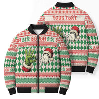 Six Seven Meme Personalized Bomber Puffer Jacket Funny Green Hand Christmas - Wonder Print Shop