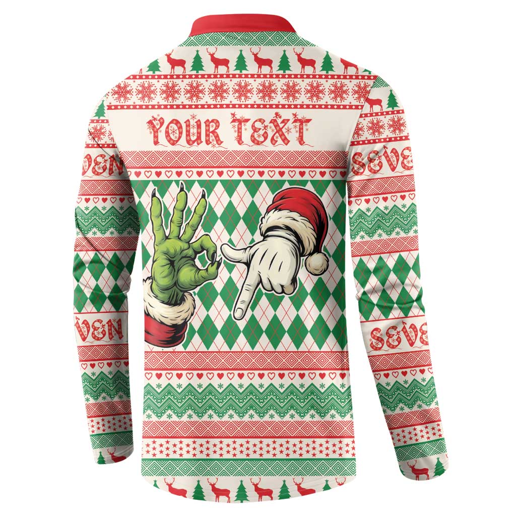 Six Seven Meme Personalized Button Sweatshirt Funny Green Hand Christmas - Wonder Print Shop