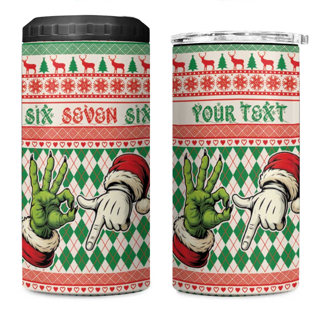 Six Seven Meme Personalized 4 in 1 Can Cooler Tumbler Funny Green Hand Christmas - Wonder Print Shop