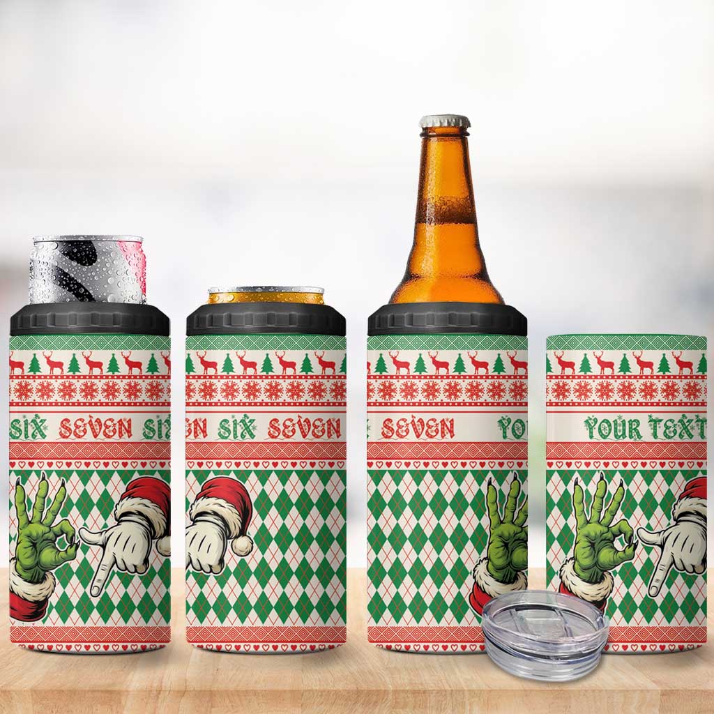 Six Seven Meme Personalized 4 in 1 Can Cooler Tumbler Funny Green Hand Christmas - Wonder Print Shop