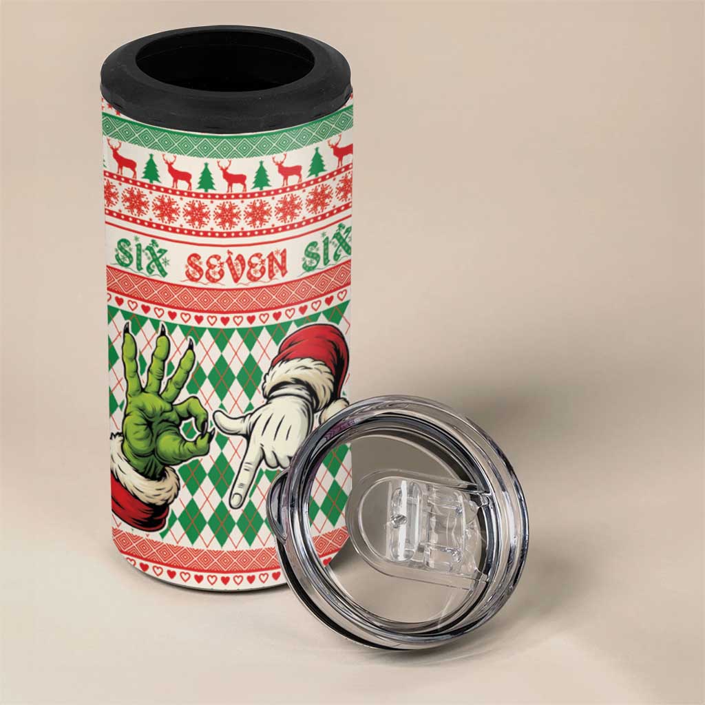 Six Seven Meme Personalized 4 in 1 Can Cooler Tumbler Funny Green Hand Christmas - Wonder Print Shop