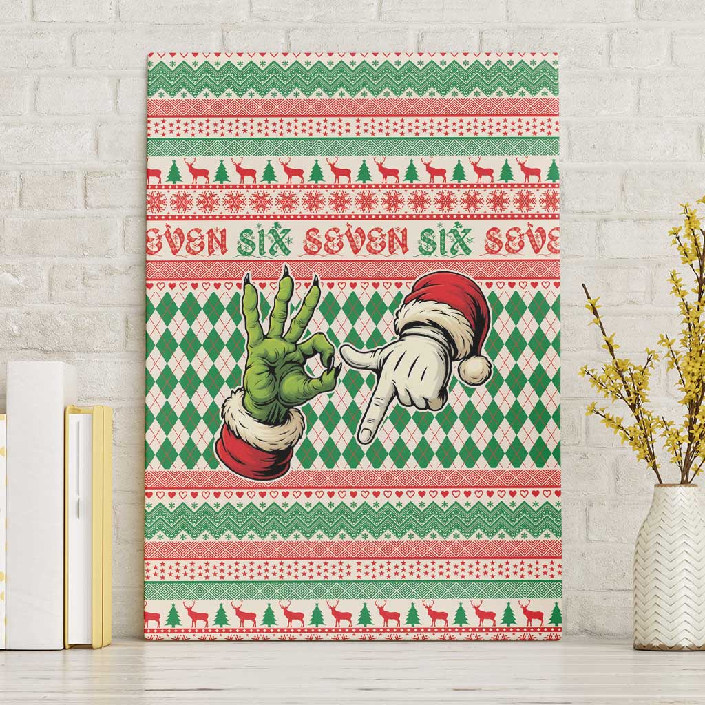 Six Seven Meme Canvas Wall Art Funny Green Hand Christmas - Wonder Print Shop