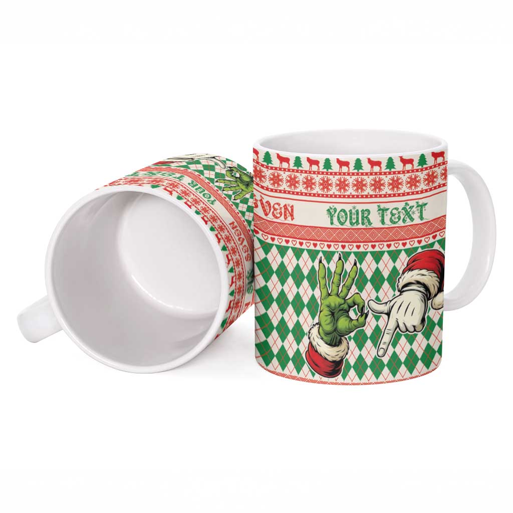 Six Seven Meme Personalized Ceramic Mug Funny Green Hand Christmas - Wonder Print Shop