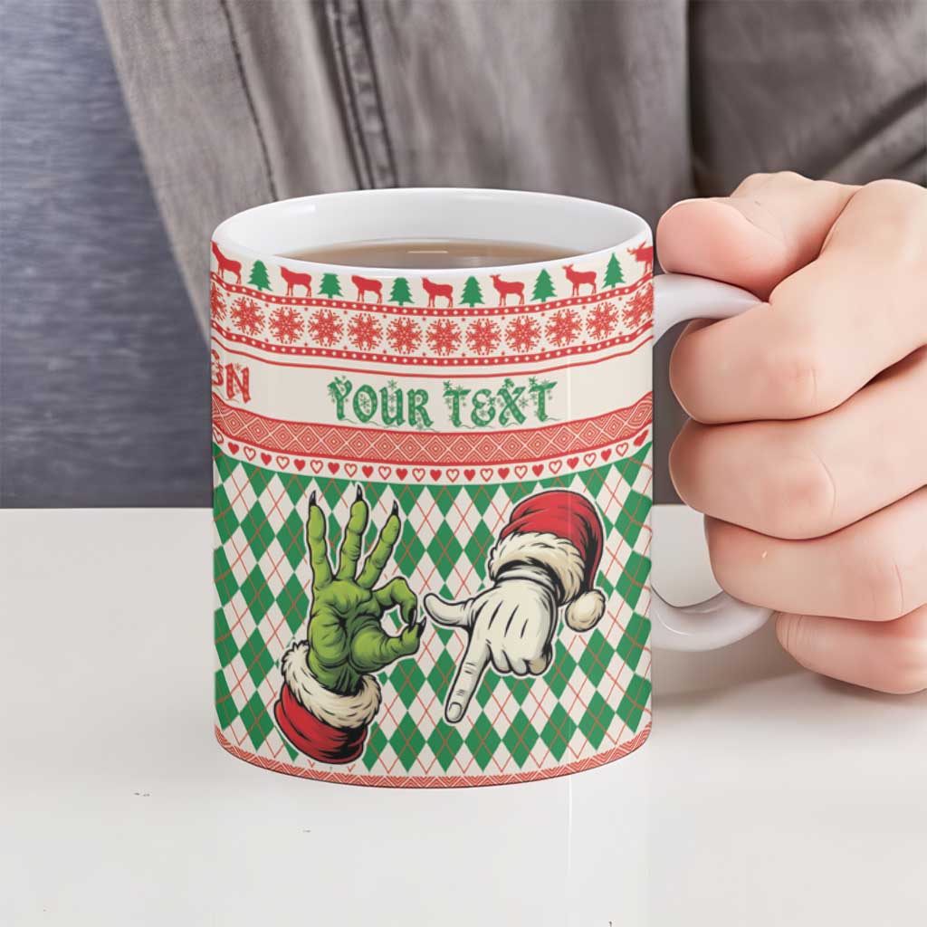Six Seven Meme Personalized Ceramic Mug Funny Green Hand Christmas - Wonder Print Shop