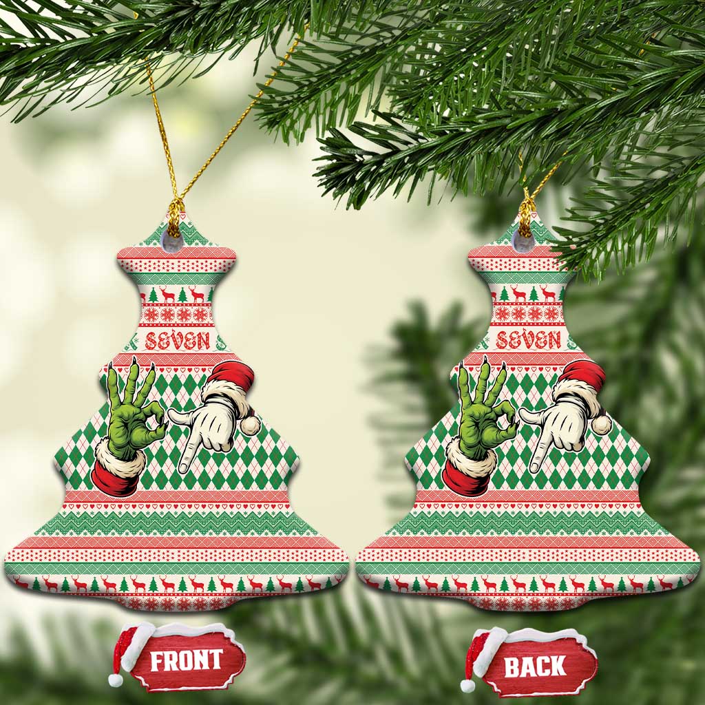 Six Seven Meme Ceramic Ornament Funny Green Hand Christmas - Wonder Print Shop