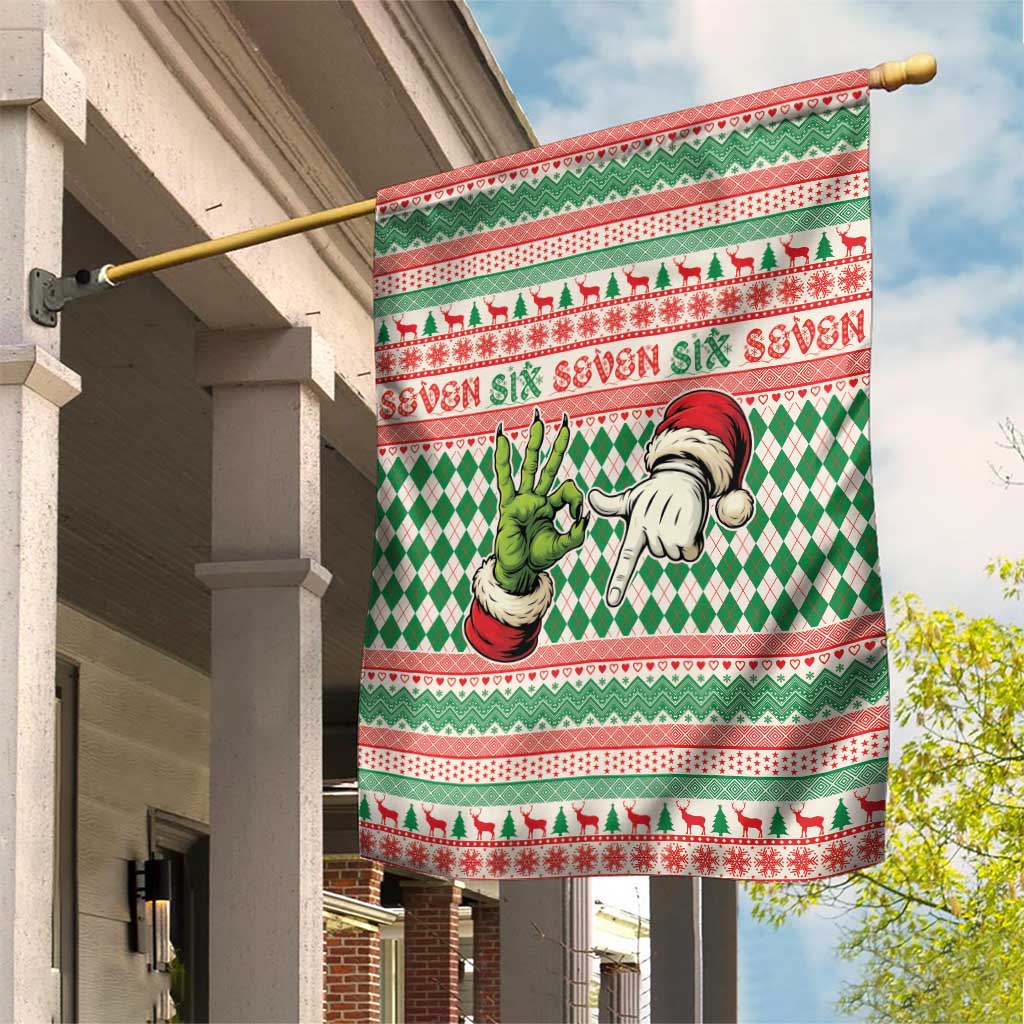 Six Seven Meme Garden Flag Funny Green Hand Christmas - Wonder Print Shop