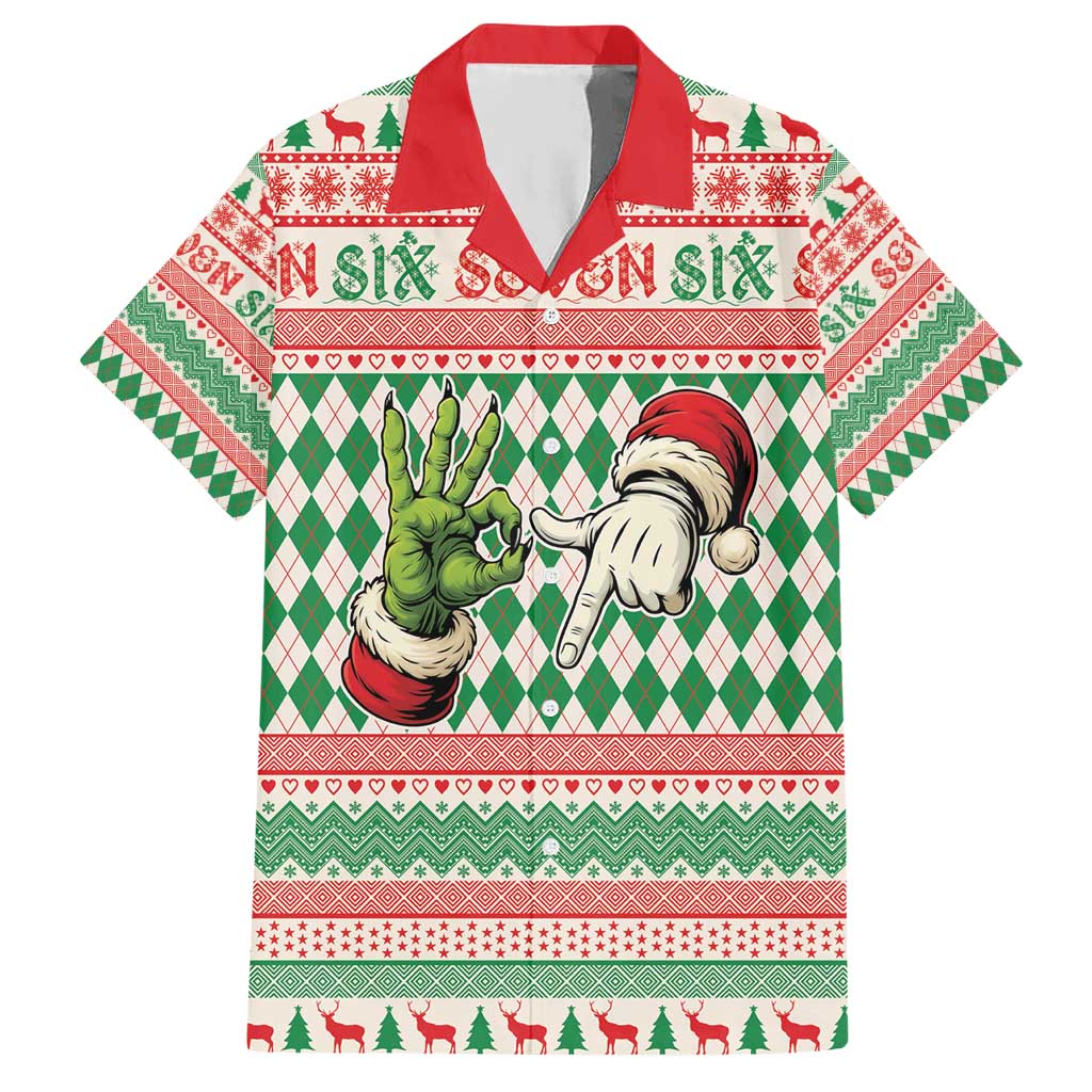 Six Seven Meme Personalized Hawaiian Shirt Funny Green Hand Christmas - Wonder Print Shop