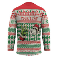 Six Seven Meme Personalized Hockey Jersey Funny Green Hand Christmas - Wonder Print Shop