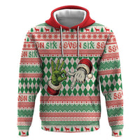Six Seven Meme Personalized Hoodie Funny Green Hand Christmas - Wonder Print Shop