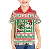 Six Seven Meme Personalized Kid Hawaiian Shirt Funny Green Hand Christmas - Wonder Print Shop
