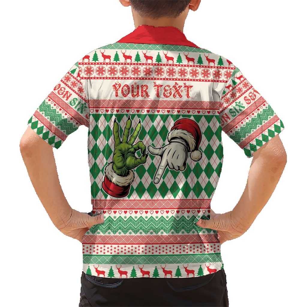 Six Seven Meme Personalized Kid Hawaiian Shirt Funny Green Hand Christmas - Wonder Print Shop