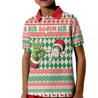 Six Seven Meme Personalized Kid Polo Shirt Funny Green Hand Christmas - Wonder Print Shop